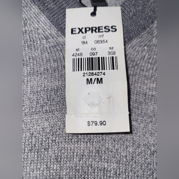 ⚪️ NWT Express V-Neck Gray Marble Cotton Sweater - Picture 4 of 7